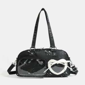 Black Ita Bag Star Pattern Heart Clear Window