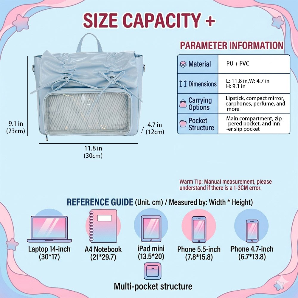 Blue Ita Bag Convertible Hidden Pocket