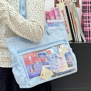 Blue Ita Bag Star Printed Clear Window Tote
