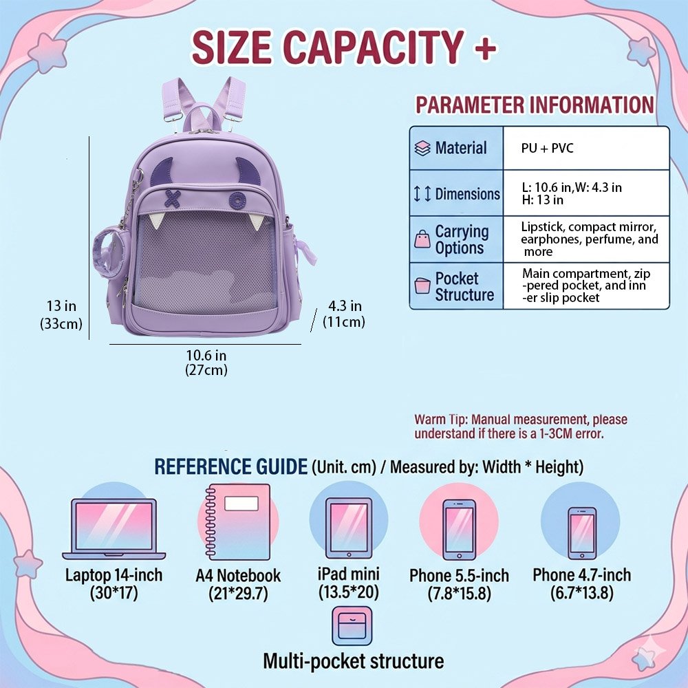 Devil Ita Bag Backpack Cute Gothic Display