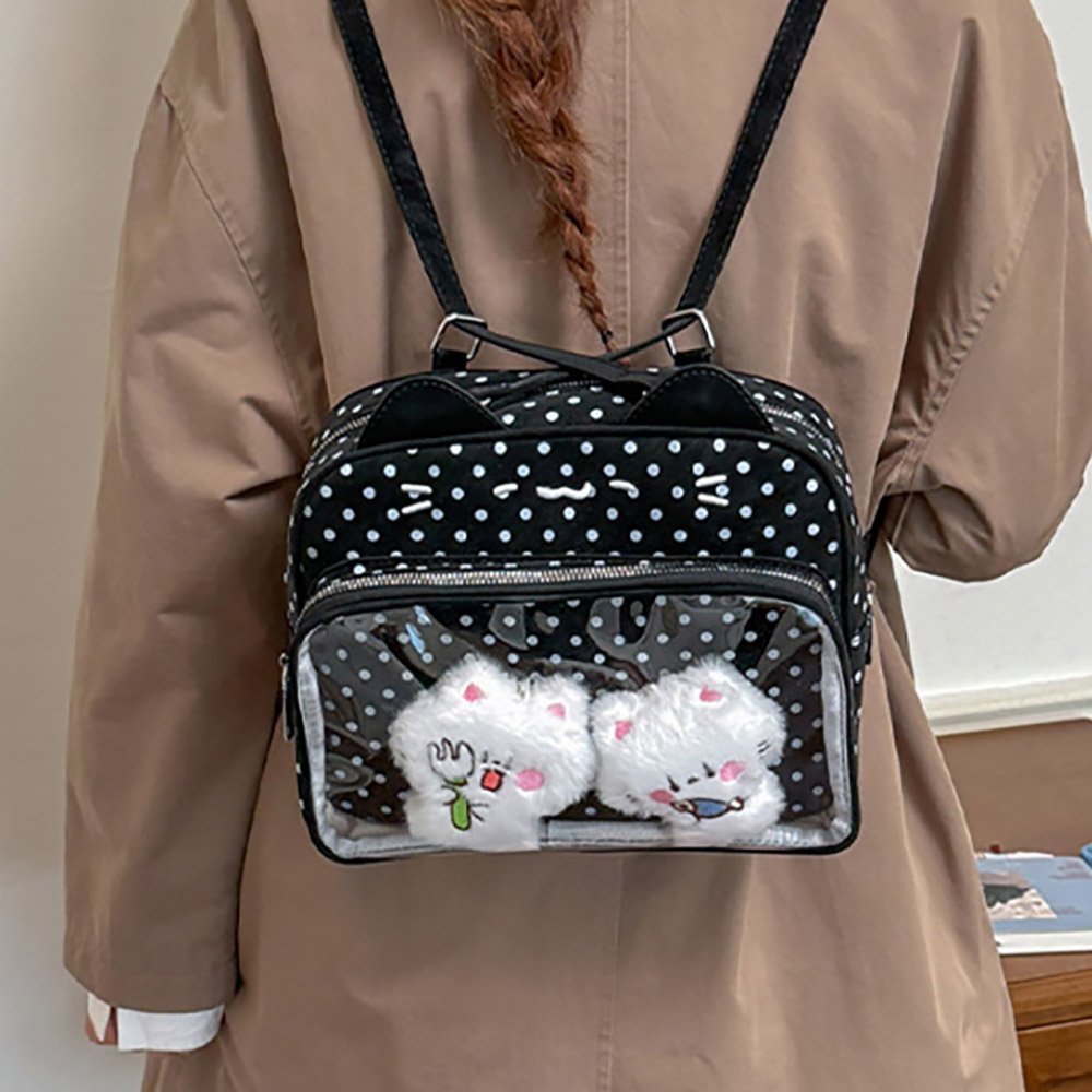 Ita Bag Backpack Cat Polka Dot Large Window