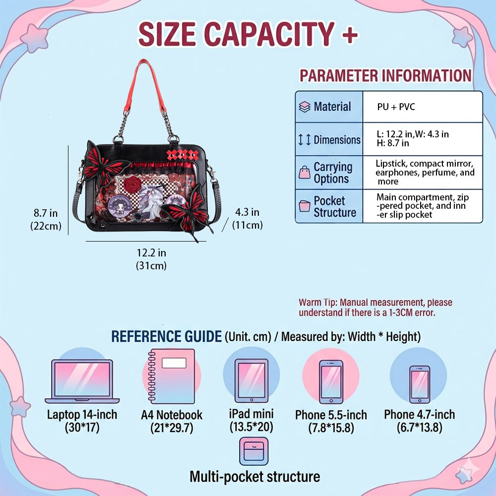 Ita Bag Crossbody Big Window Gothic Butterfly
