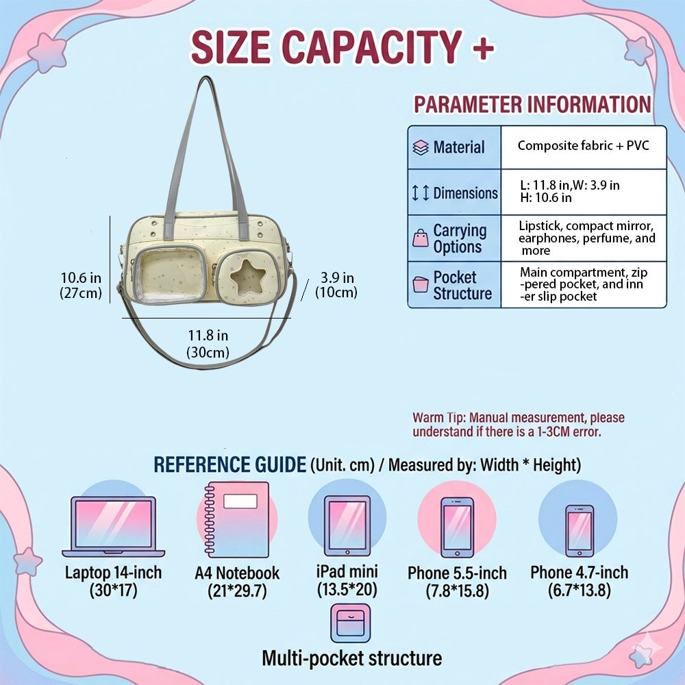 Ita Bag Crossbody Star Dual Clear Window Bag