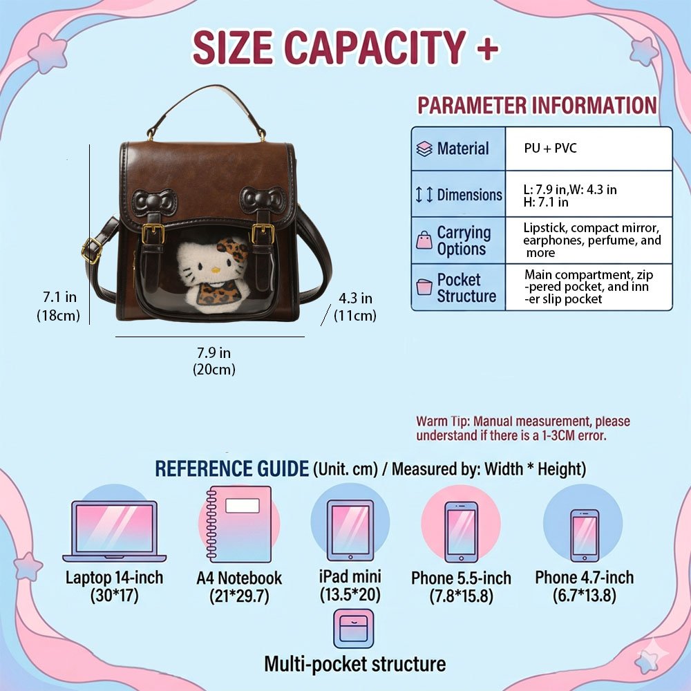 Ita Bag Mini Fake Leather Cute Pin Display