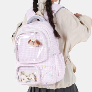 Pink Ita Bag Plaid Dual Window Large