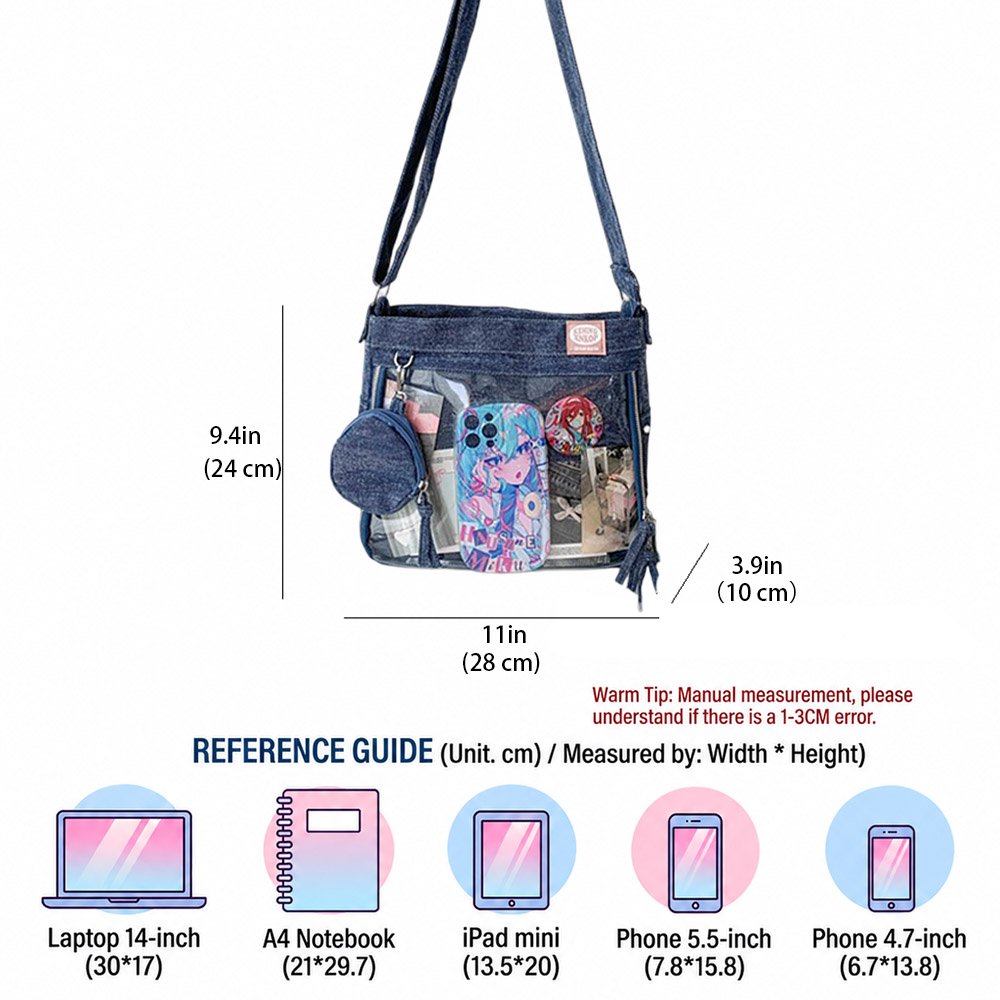 Blue Ita Bag Denim Clear Window