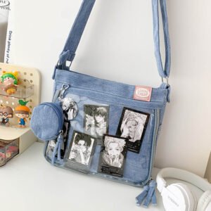 Blue Ita Bag Denim Clear Window Crossbody