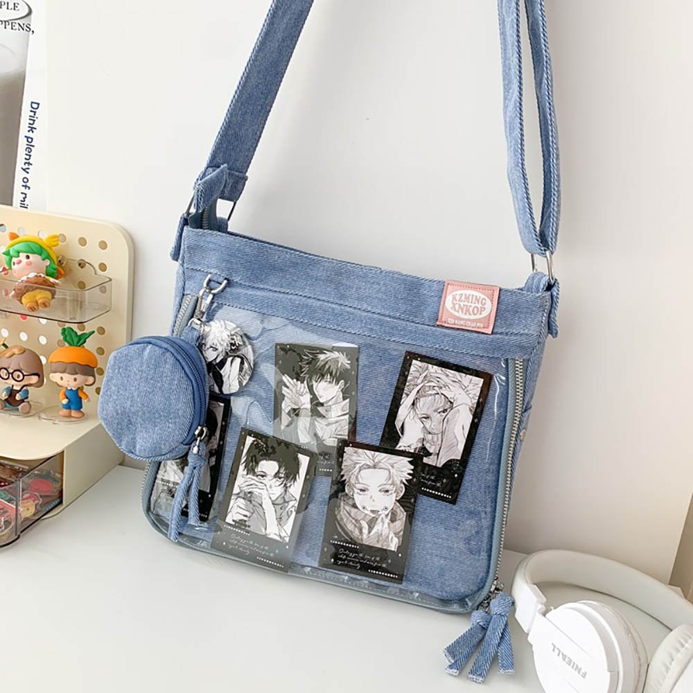 Blue Ita Bag Denim Clear Window Crossbody