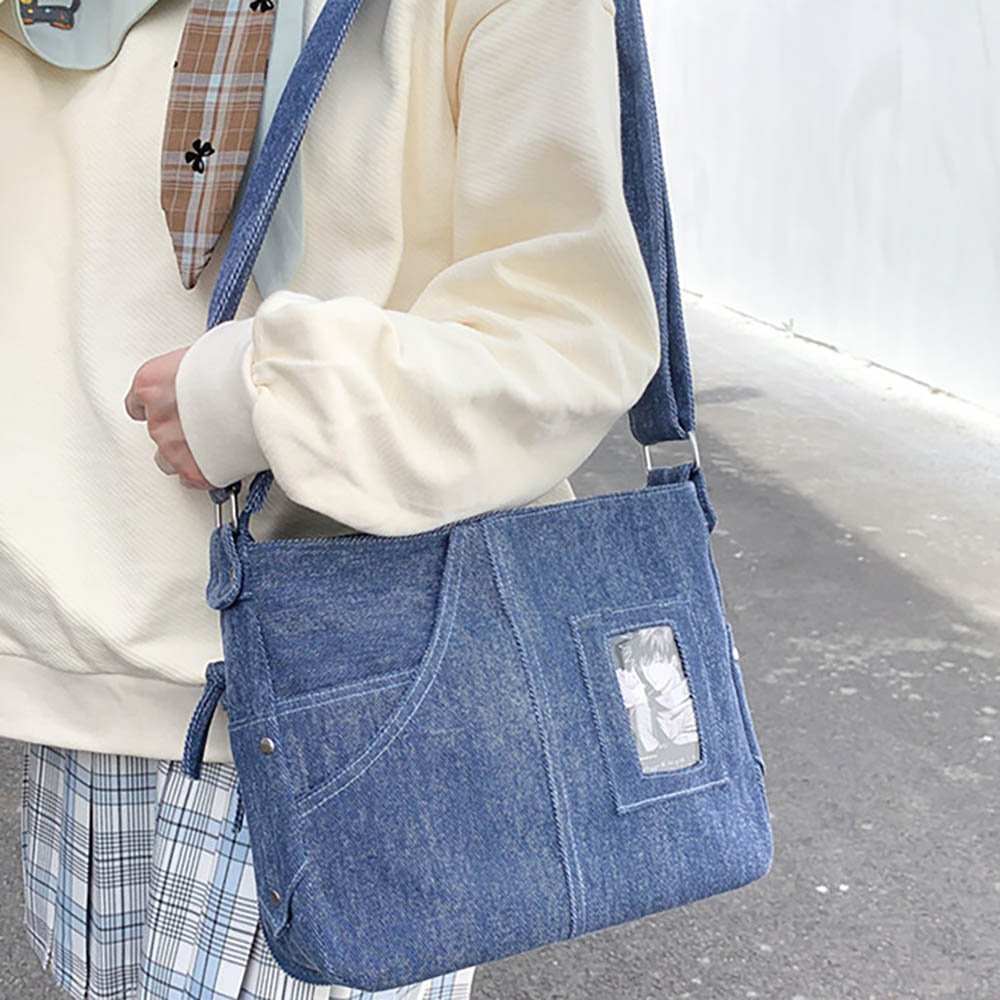 Blue Ita Bag Denim Clear Window Crossbody