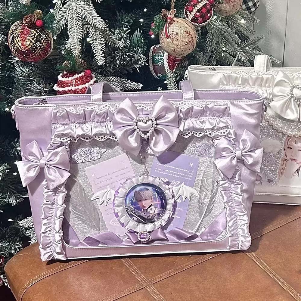 Ita Tote Bag, Blue Ita Bag Kawaii Lace Bow Clear