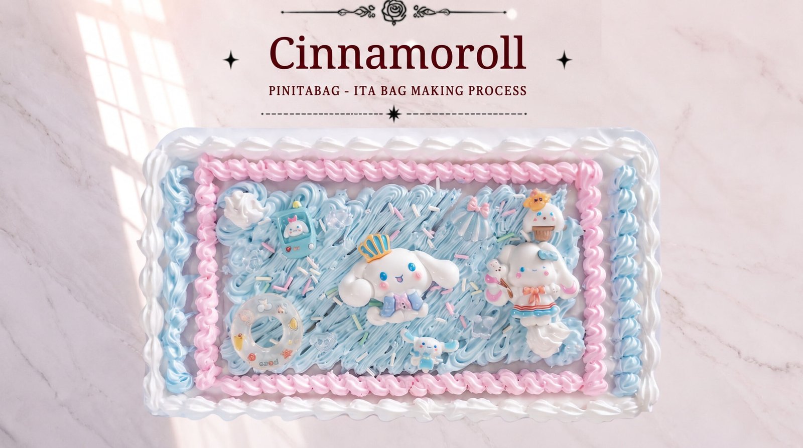 Making a Blue, Pink, and White Cake-Style Cinnamoroll Ita Board from Scratch